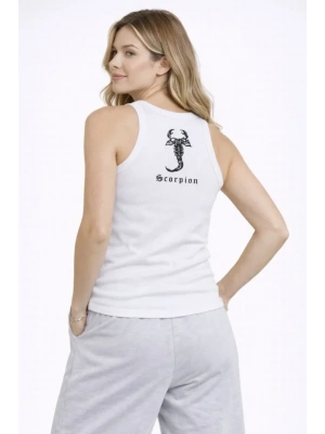 Fitilli Atlet ıfır Yaka lim Fit Arka Baskılı por Atlet  Beyaz