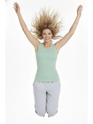 Fitilli Atlet ıfır Yaka lim Fit Arka Baskılı por Atlet  int Yeşili