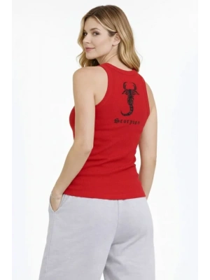 Fitilli Atlet ıfır Yaka lim Fit Arka Baskılı por Atlet  Kırmızı