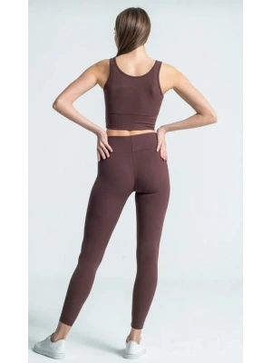 Fitilli Full ikralı Yüksek Bel Toparlayıcı Tayt Günlük Ve por Kullanım  Kahverengi