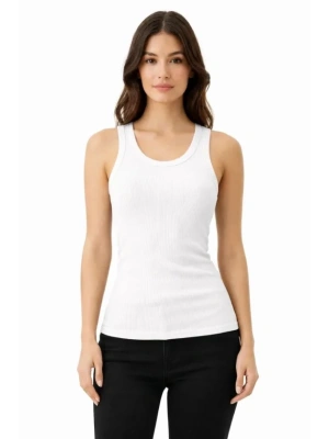 Fitilli ikralı Kaşkorse Atlet Vücuda Oturan Basic Şıklık  Beyaz