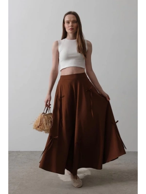 Fiyonk Kloş Etek  Kahve