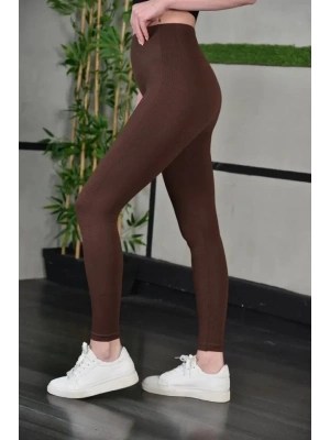 Full ikra Extra Toparlayıcı Yüksek Bel Dar Kalıp Günlük por Tayt  Kahverengi