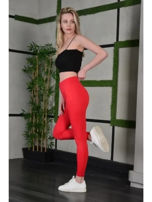 Full ikra Extra Toparlayıcı Yüksek Bel Dar Kalıp Günlük por Tayt  Kırmızı