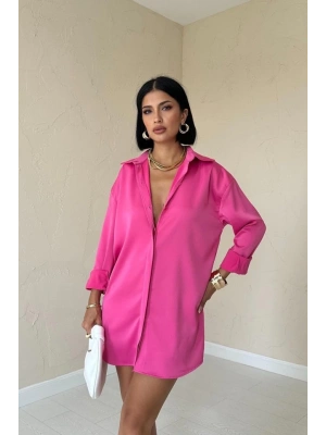Fuşya Çıtçıtlı aten Gömlek