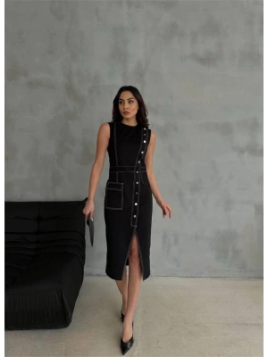 GABARDİN KALE ELBİSE DÜĞE VE YIRTAÇ DETAYLI  Bej