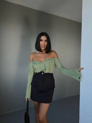 GABARDİN KIA ETEK CEP DETAYI  iyah