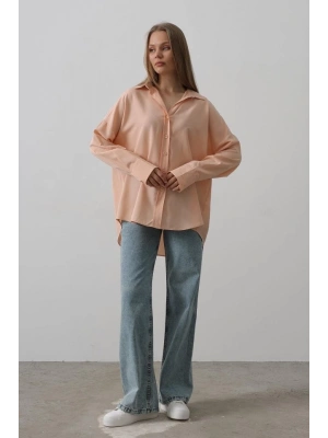 Geniş anşet Detaylı Gömlek  Açık Somon