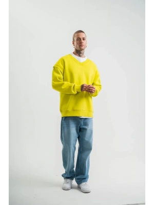 Geniş V Yaka Kol Ribana Detaylı weathirt  arı