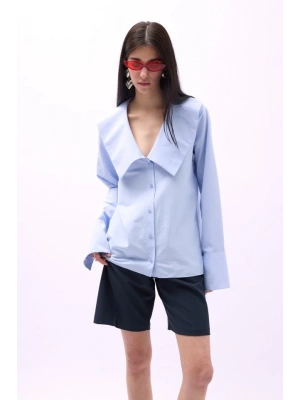 Geniş Yaka Volan Kol Gömlek