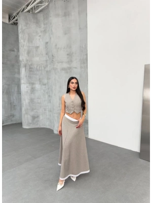 Gi̇o Çi̇zgi̇li̇ Garni̇li̇ i̇di̇ Etek Yelek Takim