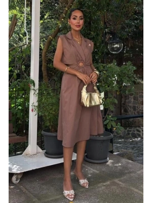 Göbeği Halka Detaylı idi Boy Elbise 2896