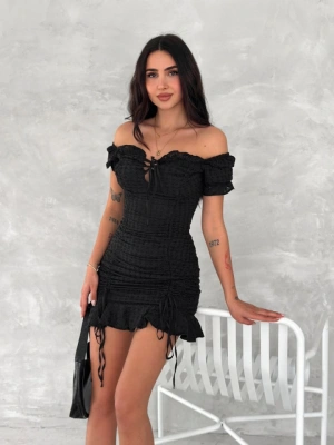 Göğüs Bağlamalı Mini Elbise  iyah