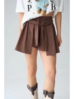 Gömlek Bağlamalı Şort  KAHVE
