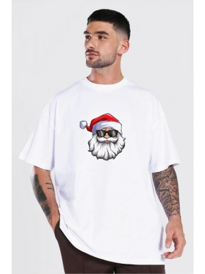 Gözlüklü Noel Baba Tshirt  Beyaz