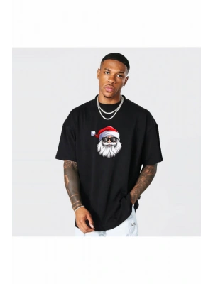 Gözlüklü Noel Baba Tshirt  iyah