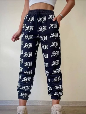 h Dijital Baskılı Bağcıklı Eşofman Altı  iyah