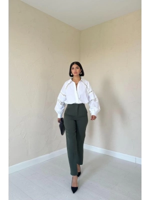 Haki Pensli Ve Dar Paça Pantolon