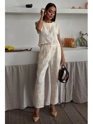 halina üzüne Nakışlı Crop Takım 979608