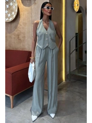 Halter Yaka Yelekli odal Takım 10144