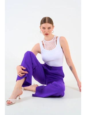 İçi Dantelli Kaşkorse Atlet  Beyaz