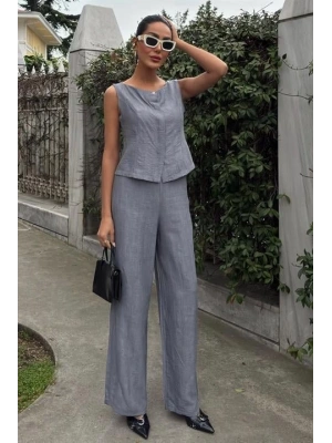 ıfır Kollu Bluz Batik Desenli Pantolon İkili Takım 1018108