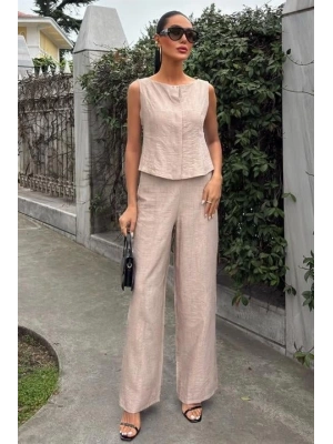 ıfır Kollu Bluz Batik Desenli Pantolon İkili Takım 1018108