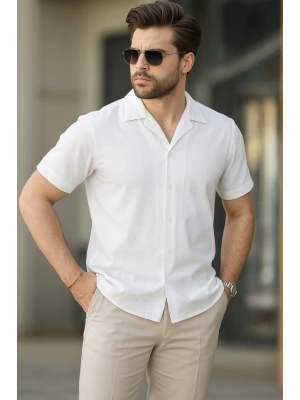 İki İplik Kumaş  Gömlek  Beyaz