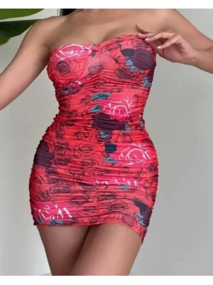 ikralı Dilber Elbise  Kırmızı