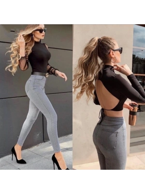 ikralı Yüksek Bel Jean Pantolon