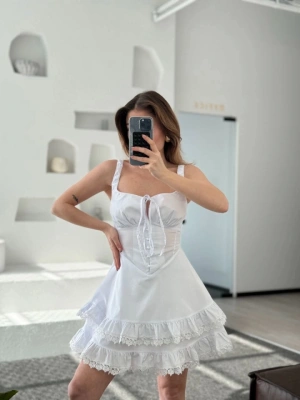 ini Askılı Elbise  Beyaz