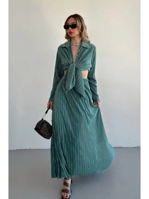 int Fitilli Gömlek Ve Uzun Etek Takım