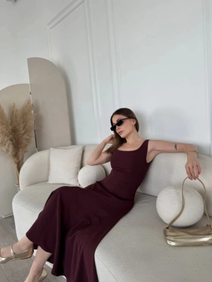 ırt Dekolteli Kolsuz Uzun Elbise  ürdüm