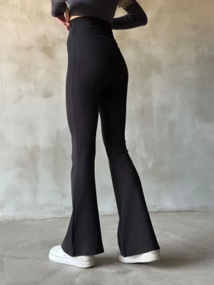 İspanyol Paça Yüksek Bel Tayt  Siyah