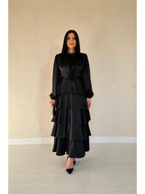 iyah aten Büzgülü Kat Kat Elbise