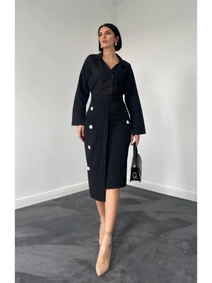 iyah Çizgili Poliviskon Etek