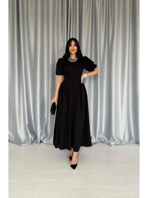 iyah Etek Yanları Büzgülü Balon Kollu Elbise