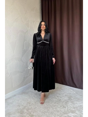 iyah Göğüs Altı Taşlı Elbise