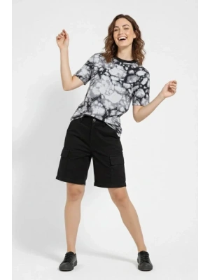 iyah Gri Taş Desenli Tişört – Regular Kalıp, Bisiklet Yaka, Dijital Baskılı odern Tasarım Thirt  iyah