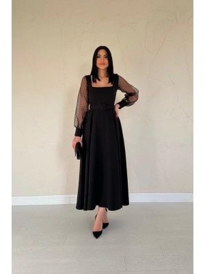 iyah Kolları Organze Kuplu Elbise