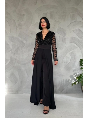 iyah Kolları Tül Etekli Tulum