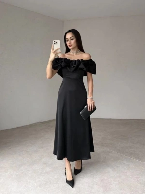 iyah Omuz Büzgülü aten Elbise