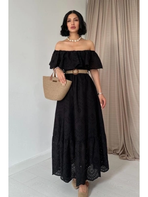 iyah Omzu Lastikli Brode Elbise