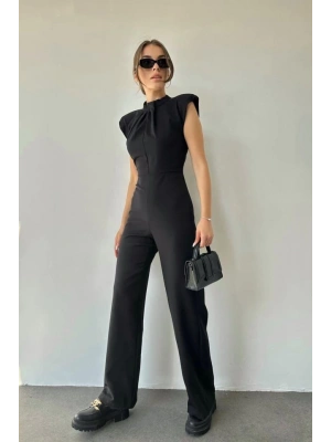 Siyah Vatkalı Dik Yaka Tulum