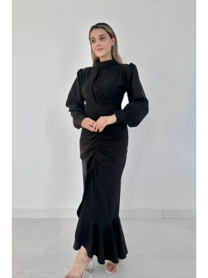 iyah Volanlı Uzun Kol Elbise