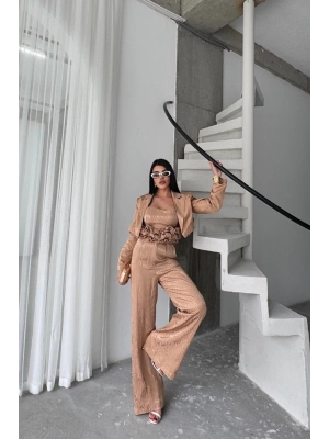 JAKARI BUZU TAARI DETAYI CEKETPANTOONBUZ 3 Ü TAKI  Bej