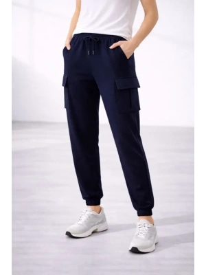 Jogger Eşofman Altı Rahat Kalıp, Kargo Cepli, astikli Paça, Günlük por Pantolon  acivert