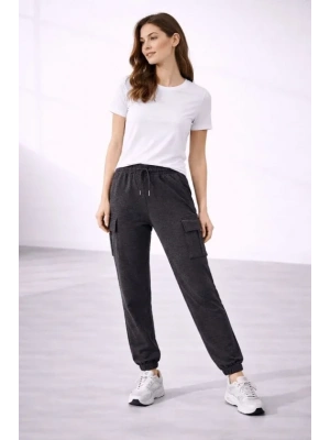 Jogger Eşofman Altı Rahat Kalıp, Kargo Cepli, astikli Paça, Günlük por Pantolon  Füme