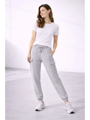 Jogger Eşofman Altı Rahat Kalıp, Kargo Cepli, astikli Paça, Günlük por Pantolon  Gri