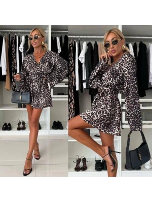 Kadın alaş Kol Kruvaze Yaka Zebra Desen şort Tulum